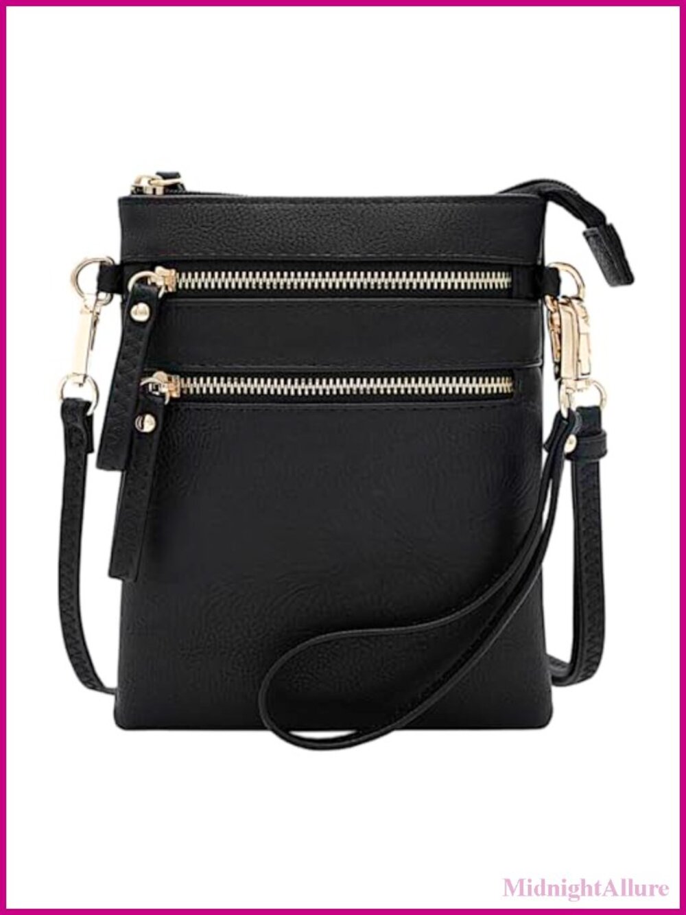 Small Crossbody Bag Multi Zip Pockets Detachable Wristlet Lightweight Travel